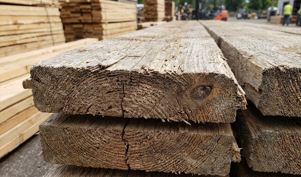 Reclaimed lumber showing rich grain detail